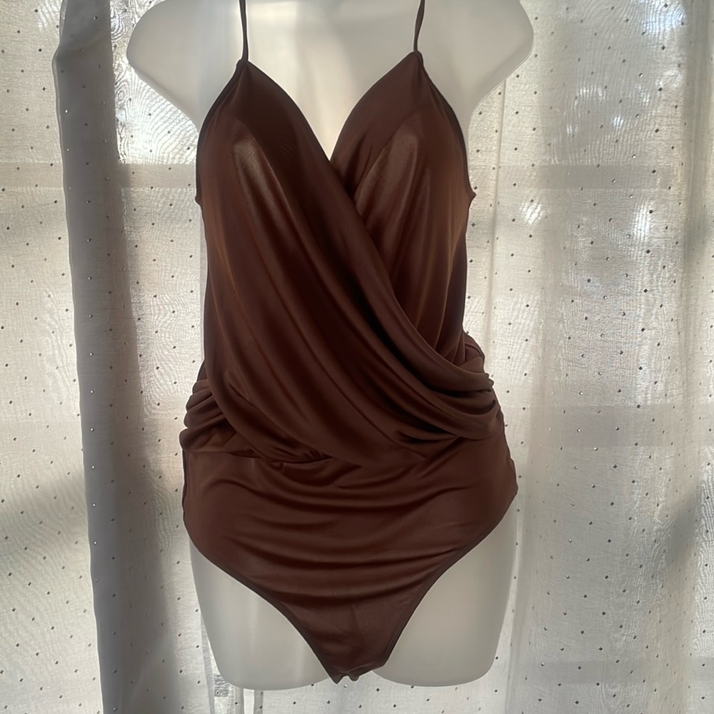 Golden brown thong bodysuit